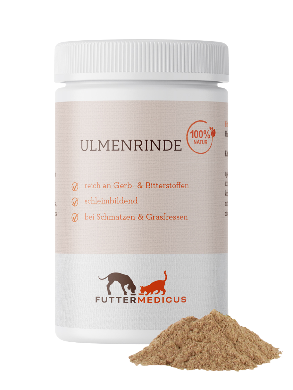 Futtermedicus | Ulmenrinde - Slippery Elm Bark Pulver 150 g I Futterzusatz für Hunde und Katzen